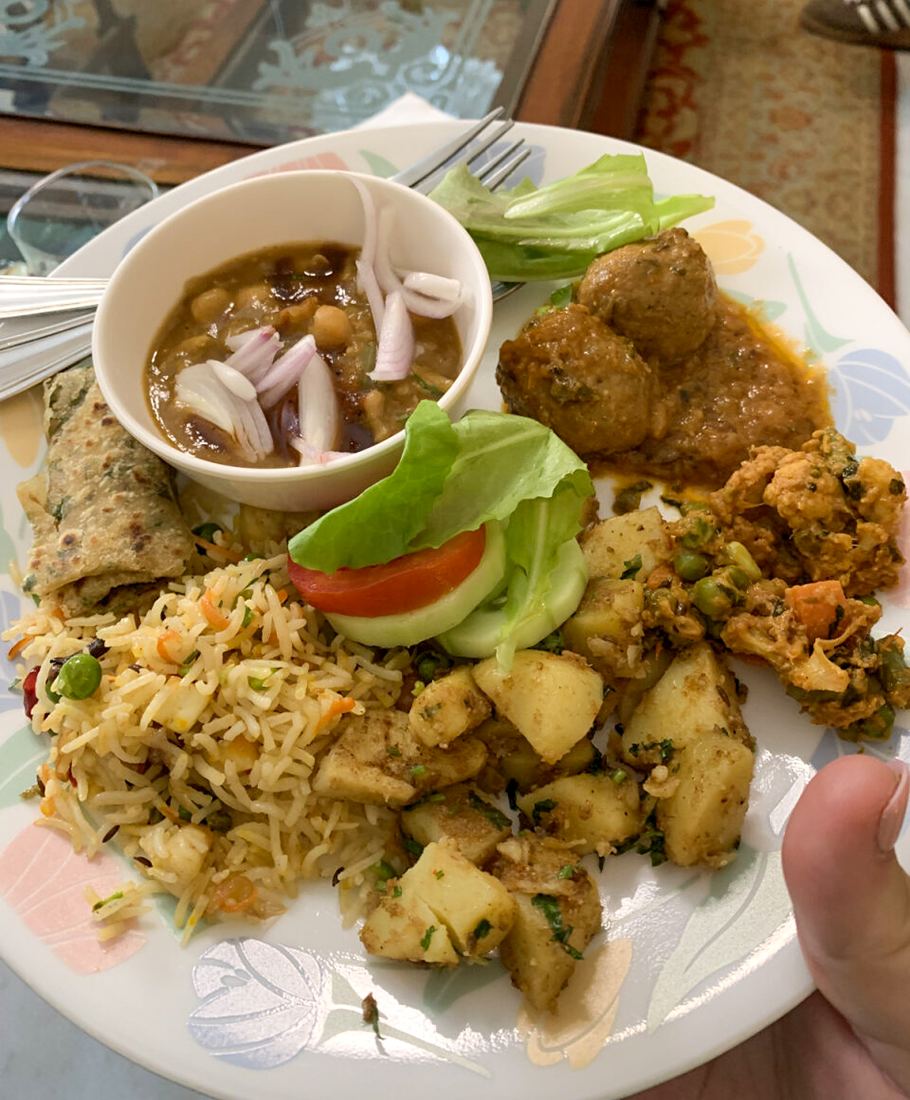 Local lunch in Delhi, India by Karin Jones